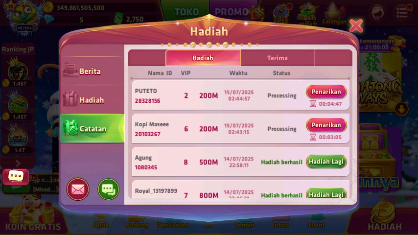 History Pengiriman 4M31K8831IZ2G3296